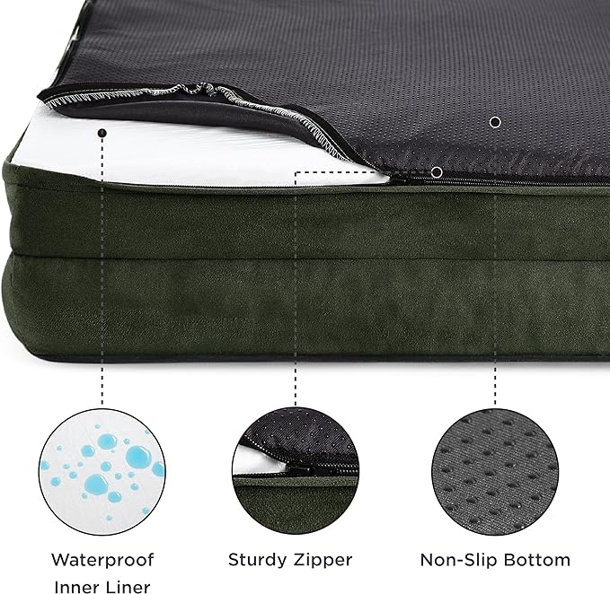 Bedsure Orthopedic Dog Beds for Small Dogs - Washable Small Dog Cat Bed Waterproof, Comfort Pet Couch Sofa with Washable Removable Cover, Pets Bed with Nonskid Bottom, Boreal Canopy Green, 24"-Mewly Pet