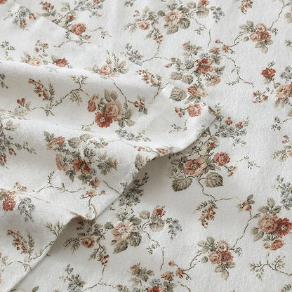 Laura Ashley - Flannel Sheets Queen Size, Anti-Pilling & Wrinkle Resistant Cotton, Touchably Soft for All-Season Comfort - Bed Sheets with Matching Pillowcases & Fitted Sheet (Le Fleur Orange)