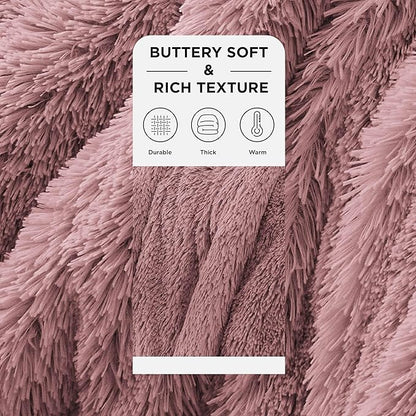 Bedsure GentleSoft Fluffy Dusty Pink Throw Blanket Gifts for Women, Girls, Soft Fleece Cozy Fuzzy Sherpa Plush Warm Minky Thick Faux Fur Throws for Couch, Dark Pink Decor Blanket Gifts for Her, 50x60