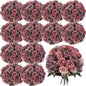 Geosar 16 Bundles Artificial Peonies Flowers Fake Silk Peony Bouquet Faux Peonies Flowers Bulk for Decoration Vase Floral Arrangements Wedding Party Table (Plum Purple)