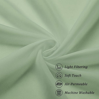 Chyhomenyc Sage Green Sheer Curtains 72 Inch Length 2 Panels, Light Filtering Airy Breathable Rod Pocket Voile Drapes for French Door Bedroom Living Room, Each 42x72 Inch