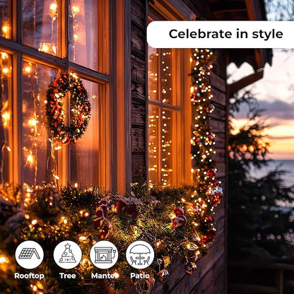 Holiday Essence 300 Mini Clear Lights, Christmas String Lights for Indoor and Outdoor Decorative Use, Green Wire, UL Listed