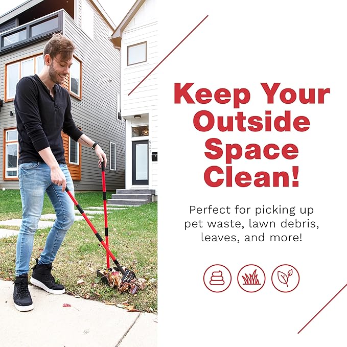 Pooper Scooper for Large Dogs, Small Dogs and Horses, Metal Poop Scooper Set with Long Handle Rake, Spade and Tray for Yard, Grass, Dirt or Gravel, Heavy Duty Aluminum Poop Picker Upper-Mewly Pet