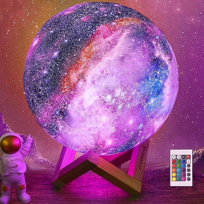 7.9 inch Large Moon Lamp Galaxy Starry Moon Night Light with Touch and Remote Control 16 Colors as Cool Lamp Gift for Boys or Girls