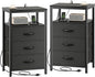 Huuger Nightstands Set of 2, 27.6 Inch End Tables with Charging Station, Bed Side Tables with Fabric Drawers, USB-C Port and Outlet, Night Stands for Bedroom, Black