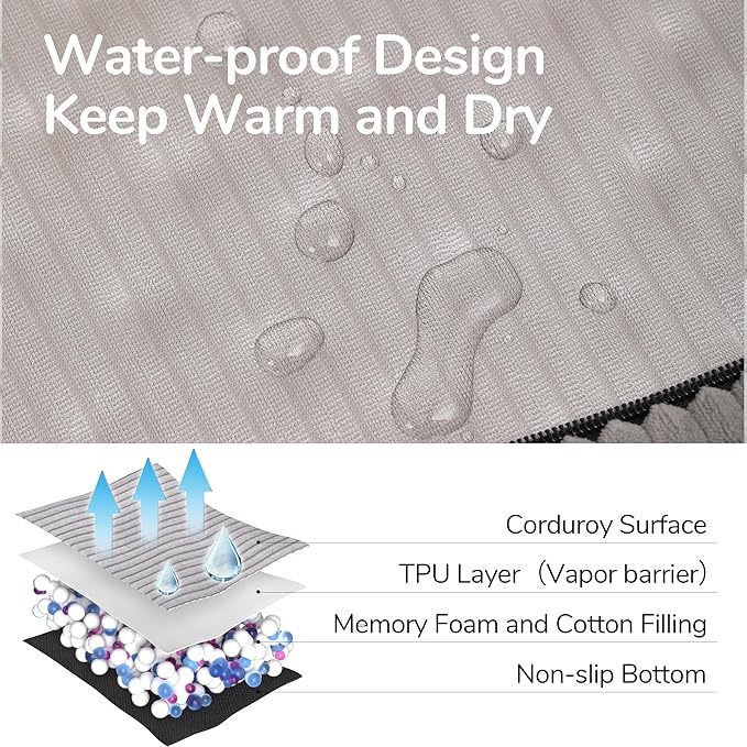 FUKUMARU Dog Couch Bed, Corduroy Cozy Cat Bed for Indoor Cats with Washable Cover, Supportive Waterproof Dog Beds Sofa for Small Dogs and Large Cats Cute, 28inch, Medium, Light Grey-Mewly Pet