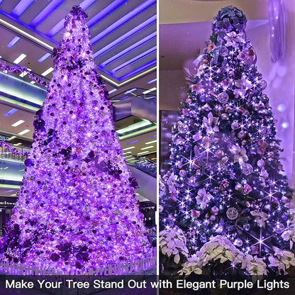 suddus Hallowee Purple Lights Battery Operated, 66ft 200 LED Twinkle Lights Battery Operated, Purple Fairy Lights for Christmas Tree, Garland, Bedroom, Backyard, Porch, Yard, Party Decorations
