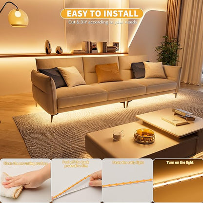 PAUTIX 5V USB COB LED Strip Light 6.56ft/2m 1200lm, 640LEDs Dimmable 3000K Warm White CRI90+ with RF Remote TV Backlight,Flexible Under Cabinet Tape Light for Bedroom,Kitchen,Home,Office DIY Lighting