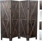 Premium Home 4-Panel Room Divider – Rustic Brown Barn Door, X Pattern Folding Privacy Screen, Partition Wall