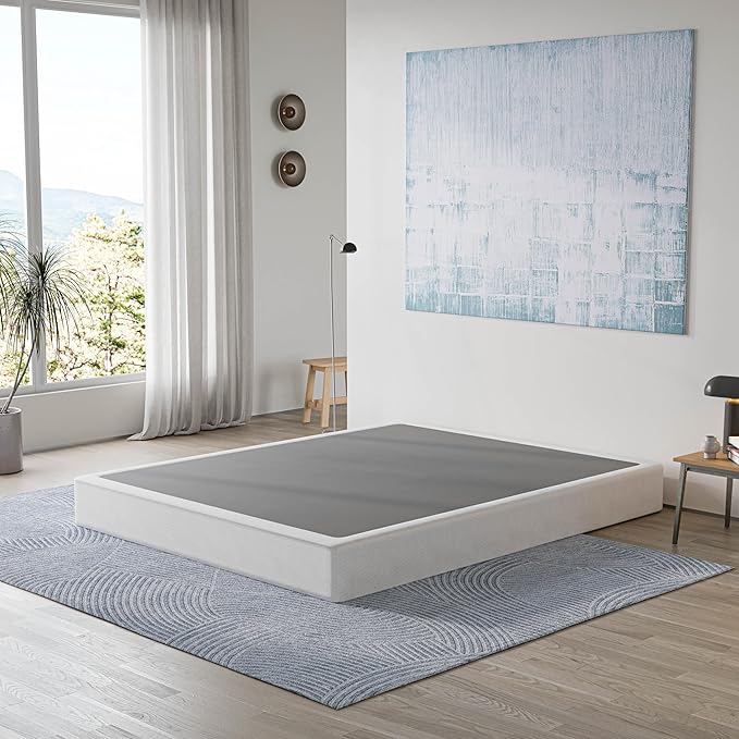 Full Box Spring 5 Inch Low Profile Heavy Duty Metal Frame Mattress Foundation Boxspring, Quiet Noise-Free,Easy Assembly