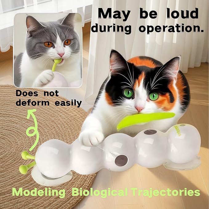Interactive Cat Feather Toy, Automatic Fluffy Cat Teaser, Whack-a-Mole Cat Toy, USB Rechargeable, Wall-Mounted, with Suction Cup, Perfect for Indoor Cats-Mewly Pet