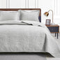 Love's cabin King Size Quilt Bedding Set Light Grey Bedspreads - Bed Summer Lightweight Bedspread Comforter - Coin Pattern Bedding Coverlet for All Season - 3 Pieces (1 Quilt, 2 Pillow Shams)
