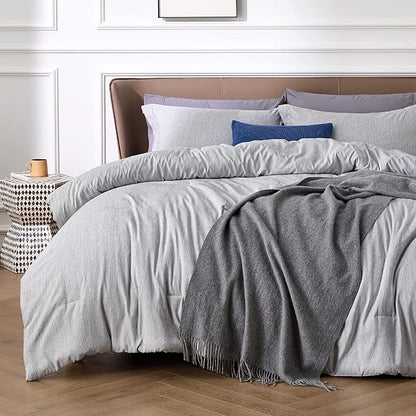 Bedsure California King Comforter Set - Grey Soft Bedding for All Seasons, Cationic Dyed Bed Set, 3 Pieces, 1 California King Size Comforter (104"x96") and 2 Pillow Shams (20"x36"+2")