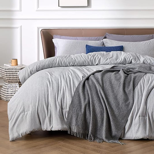 Bedsure California King Comforter Set - Grey Soft Bedding for All Seasons, Cationic Dyed Bed Set, 3 Pieces, 1 California King Size Comforter (104"x96") and 2 Pillow Shams (20"x36"+2")
