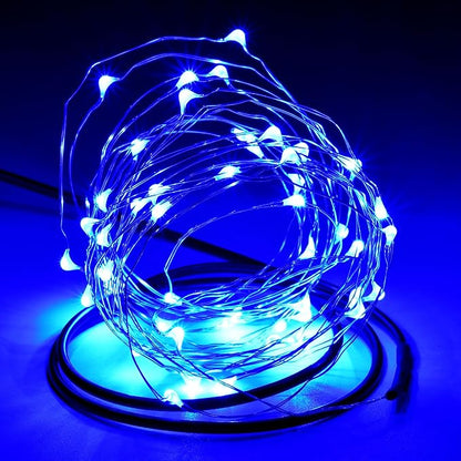 Karlling USB Plug in LED Fairy Lights,50 LED Bulbs 16 Ft Silver Wire Starry String Lights for Bedroom Patio Garden Party Wedding Commercial Lighting (Blue)