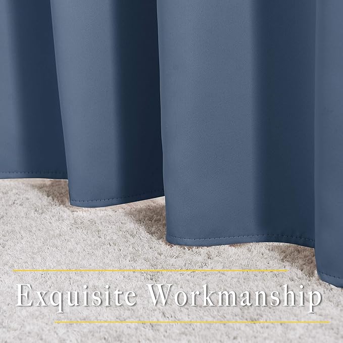 NICETOWN Stone Blue Blackout Curtains for Living Room, Grommet Thermal Insulated Window Drapes Room Divider Blinds Sound Reducing for Living Room, W46 x L102, 2 Pieces