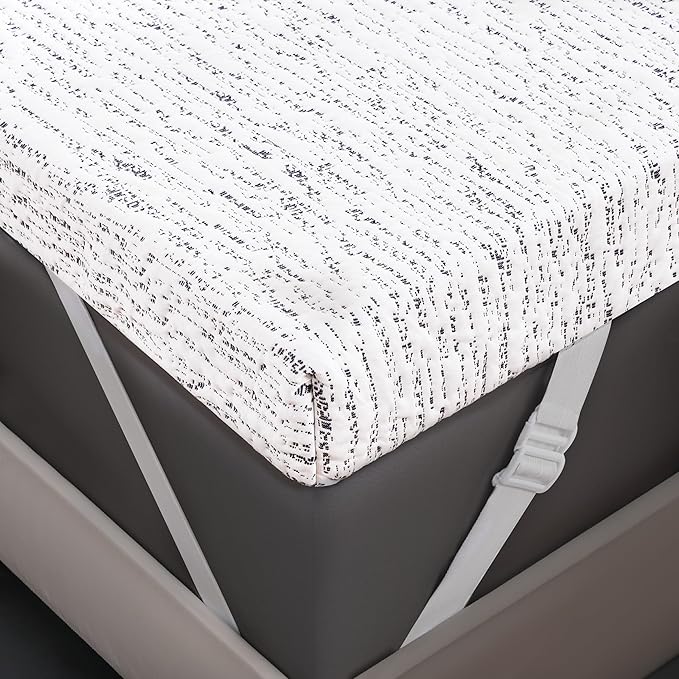 Subrtex Cooling Mattress Topper Cover King Size 2 Inch (Only Cover) Mattress Topper Protector Bedding Removable Mattress Encasement with Zipper Closure