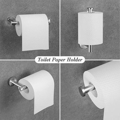 Bathroom Hardware Towel Bar Set -Brushed Nickel Bathroom Accessories Set - Including 16" Hand Towel Bars - Toilet Paper Holders - Towel Rings - Robe Towel Hooks.