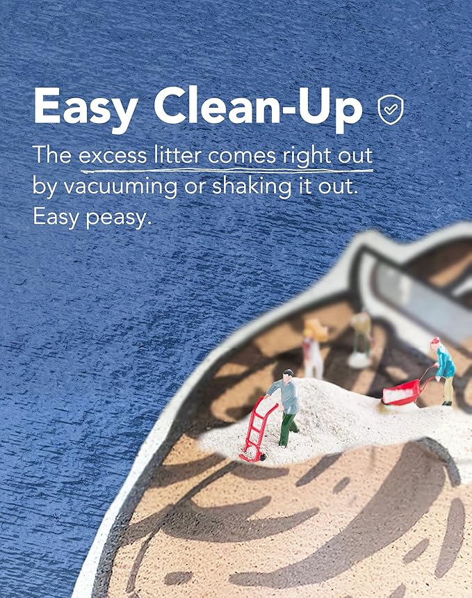 Lukamoo® Cute Cat Litter Mat (30’’x20’’), Large/L, for Kitty Litter & Cute Cat Litter Box, Litter Trapping Mat (Brown Tabby)-Mewly Pet