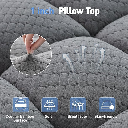Dual Layer 3 Inch Memory Foam Mattress Topper Full Size, 2 Inch Cooling Gel Memory Foam Plus 1 Inch Pillow Top Mattress Pad Cover, with 8-21 Inch Deep Pocket, Grey