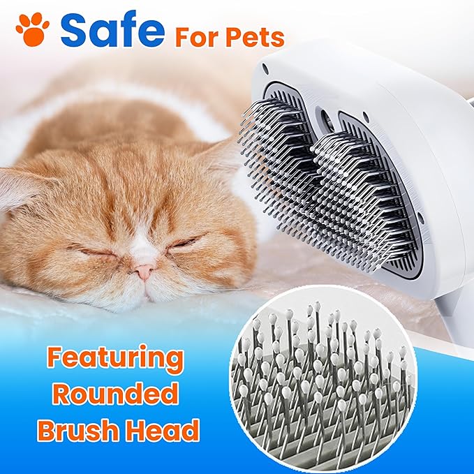 Pet Steam Brush For Cat & Dog - Pets Spray Hair Removal Comb - Cats Indoor Shedding & Grooming Mist Tool - Water Steamer Brushes for Long & Short Haired Dogs - Spritz Defur Comb (White Pro)-Mewly Pet