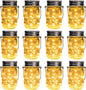 GIGALUMI Solar Mason Jar Lights, 12 Pack 30 Led String Fairy Lights Garden Lights Outdoor Waterproof Hanging Solar Lanterns for Outdoor, Garden, Patio, Lawn, Balcony Decoration