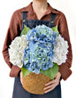 2 White +2 Blue Real Touch Hydrangea Artificial Flowers,21" Vintage Silk Fake Flowers, Faux Hydrangea Flowers for Wedding Bouque Centerpieces Tables Party Home