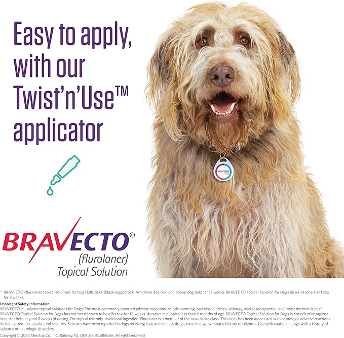 BRAVECTO Topical Solution for Dogs, Flea & Tick, 12 Week Supply, 9.9-22 lbs., Orange Box-Mewly Pet