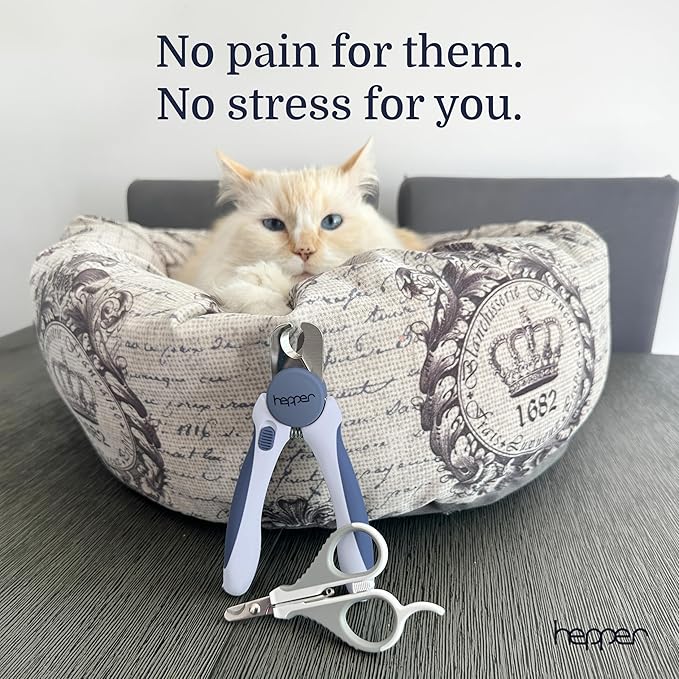 Hepper Cat Nail Clipper Kit - Small and Large Sharp Cat Claw Clippers with Added Nail File and Storage Pouch - Cat Nail Clippers with Safety Guard and Lock - Professional Cat Manicure …-Mewly Pet