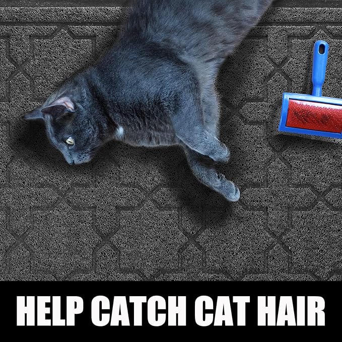 Yimobra Cat Litter Mat, 24"x20" Litter Mat with Litter Lock Mesh, Soft Cat Litter Mat Litter Trapping Mat, Easy to Clean, Non-Slip, Water Resistant, Litter Free Floors, Black-Mewly Pet