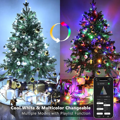 BrizLabs Smart Christmas Tree Lights, 262ft 800 LED Color Changing WiFi Christmas Lights Work with Alexa & Google Home, Cool White & Multicolor APP Xmas Light Music Sync Smart Light for Xmas Tree Home