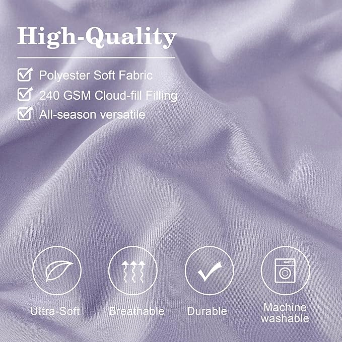 Monbix Queen Comforter Set - 7 Pieces Light Purple Bed in a Bag Queen Bedding Sets with Comforters, All Seasons Down Alternative Comforter Bed Set with Sheets, Pillowcases & Shams