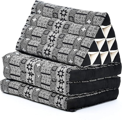 Leewadee - Comfortable Japanese Floor Mattress - Thai Floor Bed with Triangle Cushion - Futon Mattress - Thai Massage Mat, 67 x 21 inches, Anthracite Black, Kapok Filling