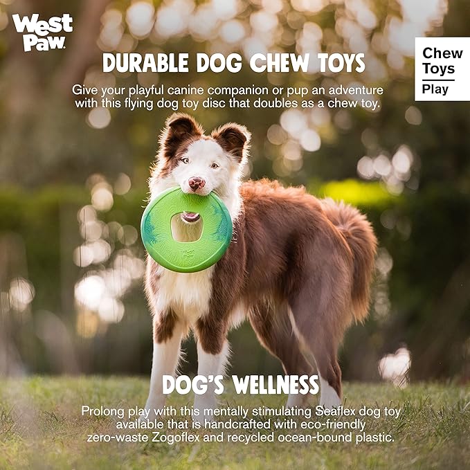WEST PAW Seaflex Sailz Dog Toy Flying Disc – Machine Washable Dog Toys for Moderate Chewers – Eco-Friendly Zogoflex Toys for Dogs – Perfect for Gnawing, Fetch, Catch, Pet Training – Hibiscus-Mewly Pet