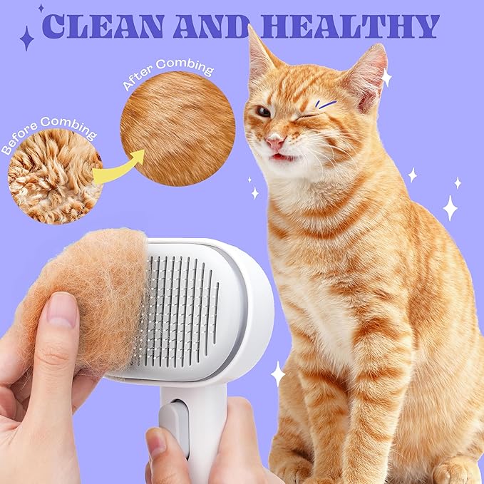 Rechargeable Silicone 3 in 1 Pet Hair Removal Tool - Self Cleaning Steamy Brush for Massage, Shedding & Grooming - Cat & Dog Hair Remover-Mewly Pet