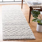 SAFAVIEH Arizona Shag Collection Area Rug - 2'3" x 16' Runner, Ivory/Grey, Geometric Design, Plush 1.6 Inch Thick Ideal for High Traffic Areas in Living Room, Bedroom, Dining (ASG741F)