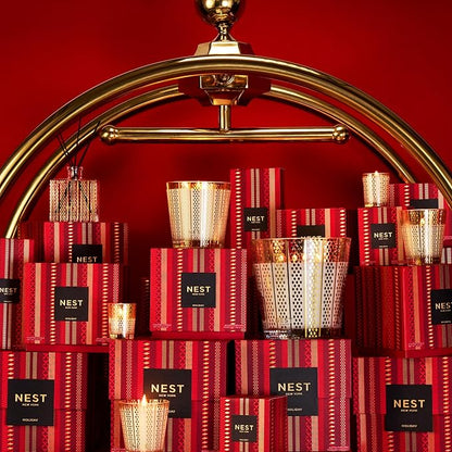 NEST New York Reed Diffuser, Holiday - 5.9 fl oz - Fragrance for Up to 90 Days - Reusable, Refillable Glass Holder - Includes 8 All-Natural Reed Sticks - Flame Free