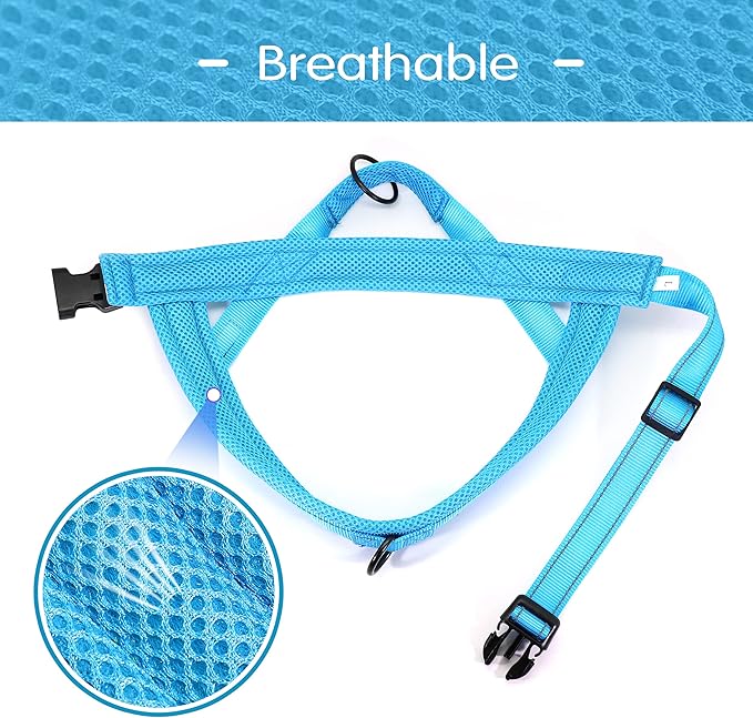 Didog No Pull Dog Harness with Soft Mesh Padded,Reflective & Quick Fit Light Weight Dog Strap Vest Harness,Easy for Walking Training (L:Chest 26-32", Mesh-Blue)-Mewly Pet
