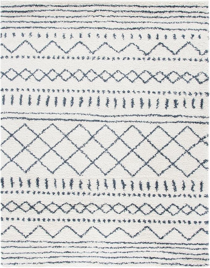 SAFAVIEH Arizona Shag Collection Area Rug - 11' x 15', Ivory & Slate, Non-Shedding & Easy Cleaning, Plush Thick Pile, Ideal for Living Room, Bedroom, Dining Space (ASG741M)