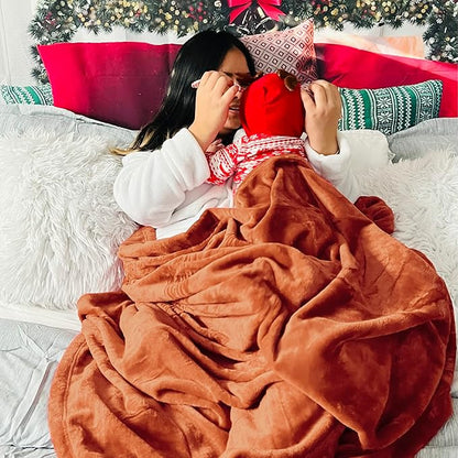Bedsure GentleSoft Twin XL Fleece Blanket Dorm Bedding - Lightweight Soft Cozy Blankets for Bed, Sofa, Couch, Travel, Camping, Burnt Orange, 66"x90"