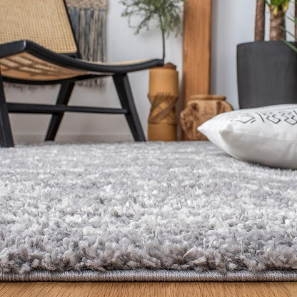 SAFAVIEH Arizona Shag Collection Area Rug - 6'7" Square, Grey & Ivory, Moroccan Design, Non-Shedding & Easy Care, 1.6-inch Thick Ideal for High Traffic Areas in Living Room, Bedroom (ASG741G)