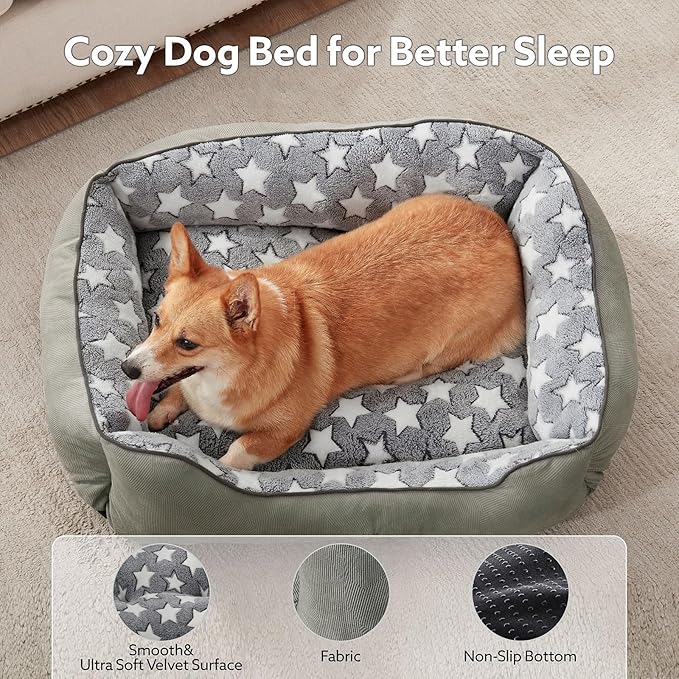 SIWA MARY Medium Dog Bed - Washable, Orthopedic, Soft Calming Puppy Bed, Fluffy Durable Pet Bed with Non-Slip Bottom - M(30"x24"x9") Dark Grey-Mewly Pet