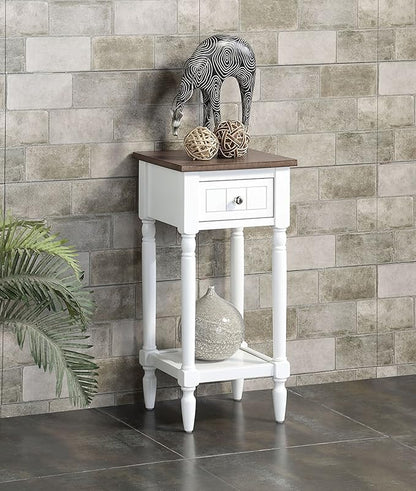 Convenience Concepts French Country Khloe 1 Drawer Accent End Table 14" - Traditional Farmhouse Side Table with Storage Drawer and Shelf for Living Room, Driftwood/White