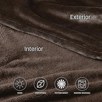 Catalonia Wearable Fleece Blanket with Sleeves and Foot Pockets for Adult Women Men, Micro Plush Comfy Wrap Sleeved Throw Blanket Robe Large, Brown