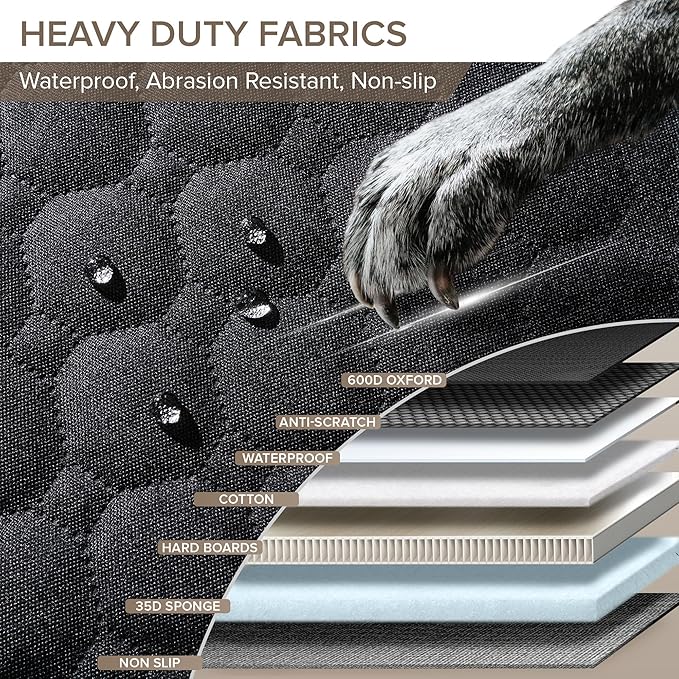 XL Truck Back Seat Extender for Dogs, Hard Bottom Dog Car Seat Cover for Back Seat, Heavy Duty Dog Hammock for Aggressive Chewers, Waterproof Pet Seat Covers for Trucks, F150, Ram1500, Large SUV-Mewly Pet