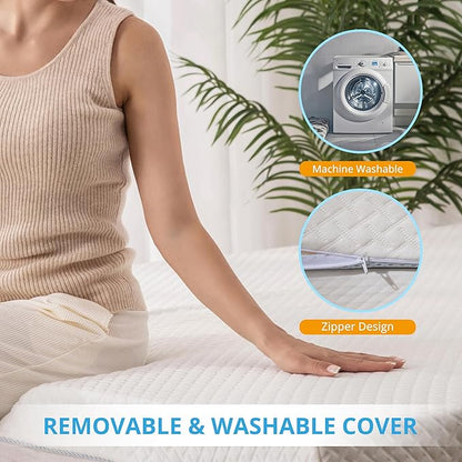 EGO Gel Memory Foam Mattress Topper, 2 Inch Queen with Removable Breathable Soft Cover, Cooling Bed Topper for Comfort Body Support & Pressure Relief, CertiPUR-US Certified