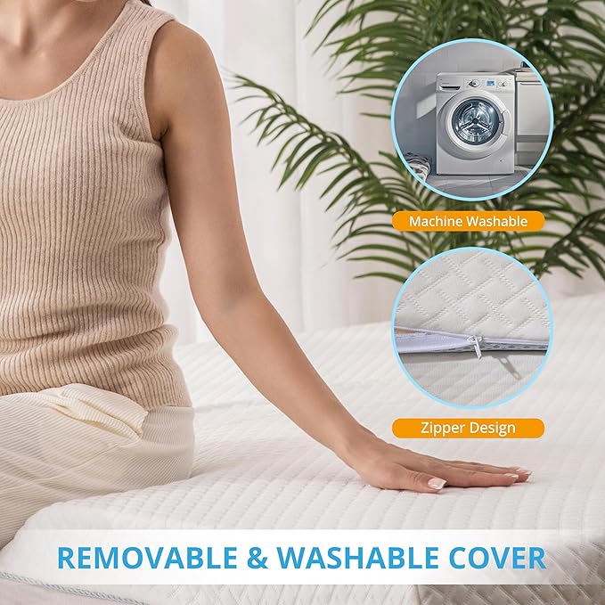 EGO Gel Memory Foam Mattress Topper, 4 Inch King with Removable Breathable Soft Cover, Cooling Bed Topper for Comfort Body Support & Pressure Relief, CertiPUR-US Certified