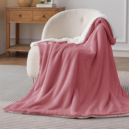 Bedsure GentleSoft Sherpa Fleece Throw Blanket for Couch - Thick and Warm, Soft Fuzzy Plush Throw Blanket for Winter, Dusty Rose, 50x60 Inches