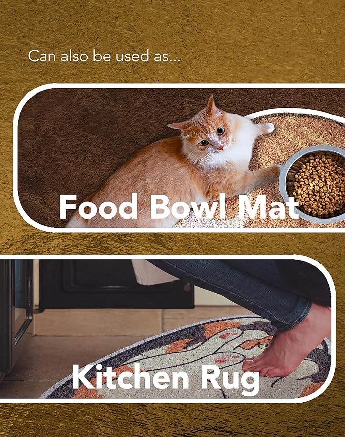 Lukamoo® Cute Cat Litter Mat (30’’x20’’), Large/L, for Kitty Litter & Cute Cat Litter Box, Litter Trapping Mat (Grey Tabby)-Mewly Pet