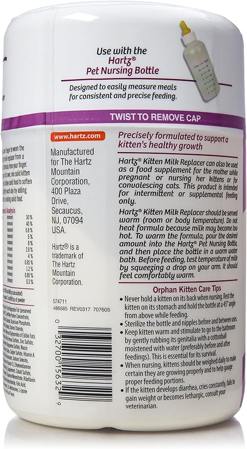 Hartz Powdered Kitten Milk Replacer Formula - 11Oz-Mewly Pet